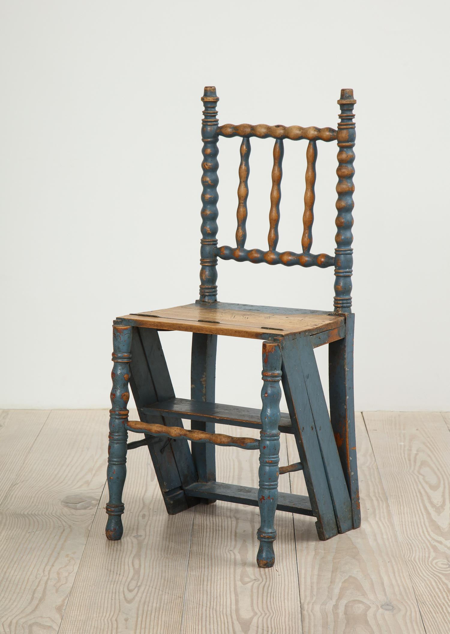 Pine Allmoge Swedish Ladder Chair, Origin, Sweden, circa 1820