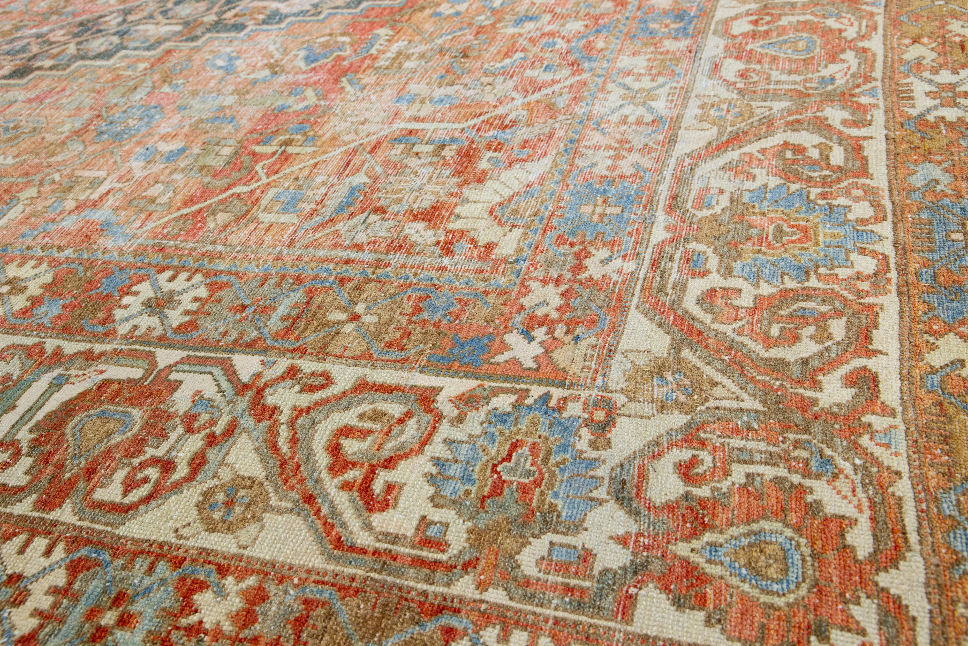 Allover 1900s Antique Persian Bakhtiari Wool Rug In Rust Color  For Sale 3