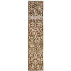 Allover 1920er Antiquitäten  Karabagh Handmade Wolle Läufer In Brown und Rosa