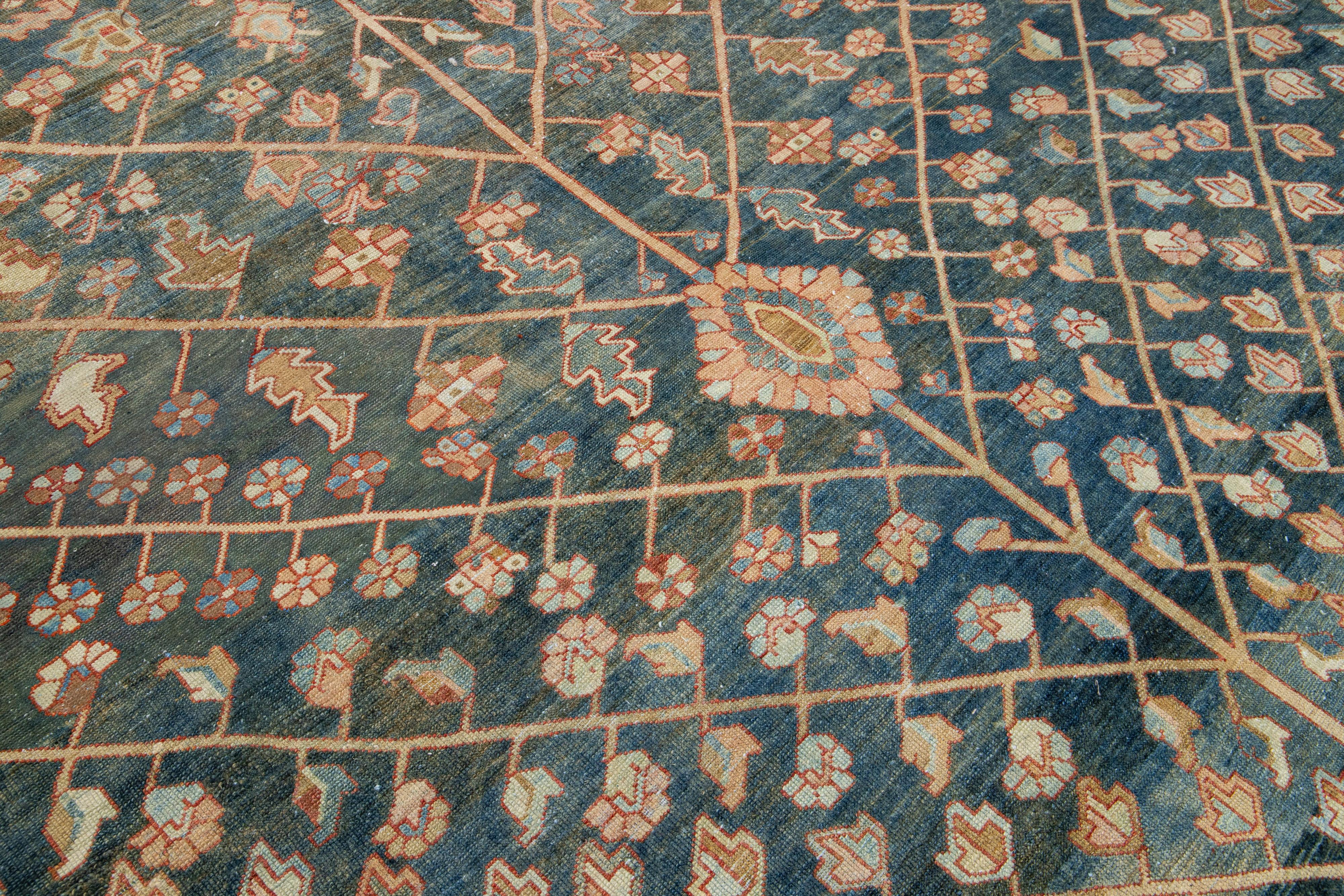 Allover 1920er Jahre antiken persischen Bakhtiari Wolle Teppich in blau & rot-Rost Farbe  (20. Jahrhundert) im Angebot