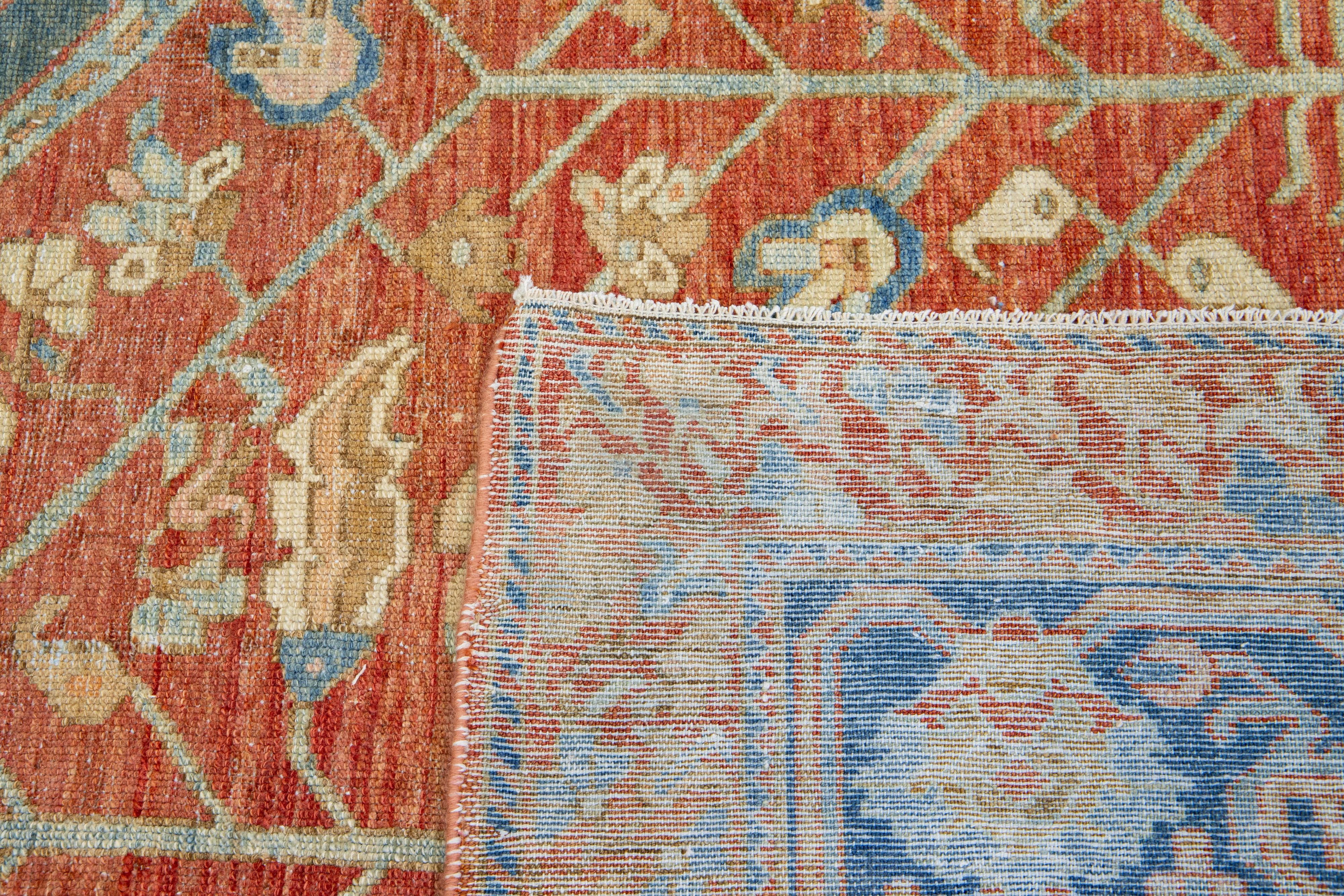 Allover 1920er Jahre antiken persischen Bakhtiari Wolle Teppich in blau & rot-Rost Farbe  im Angebot 1