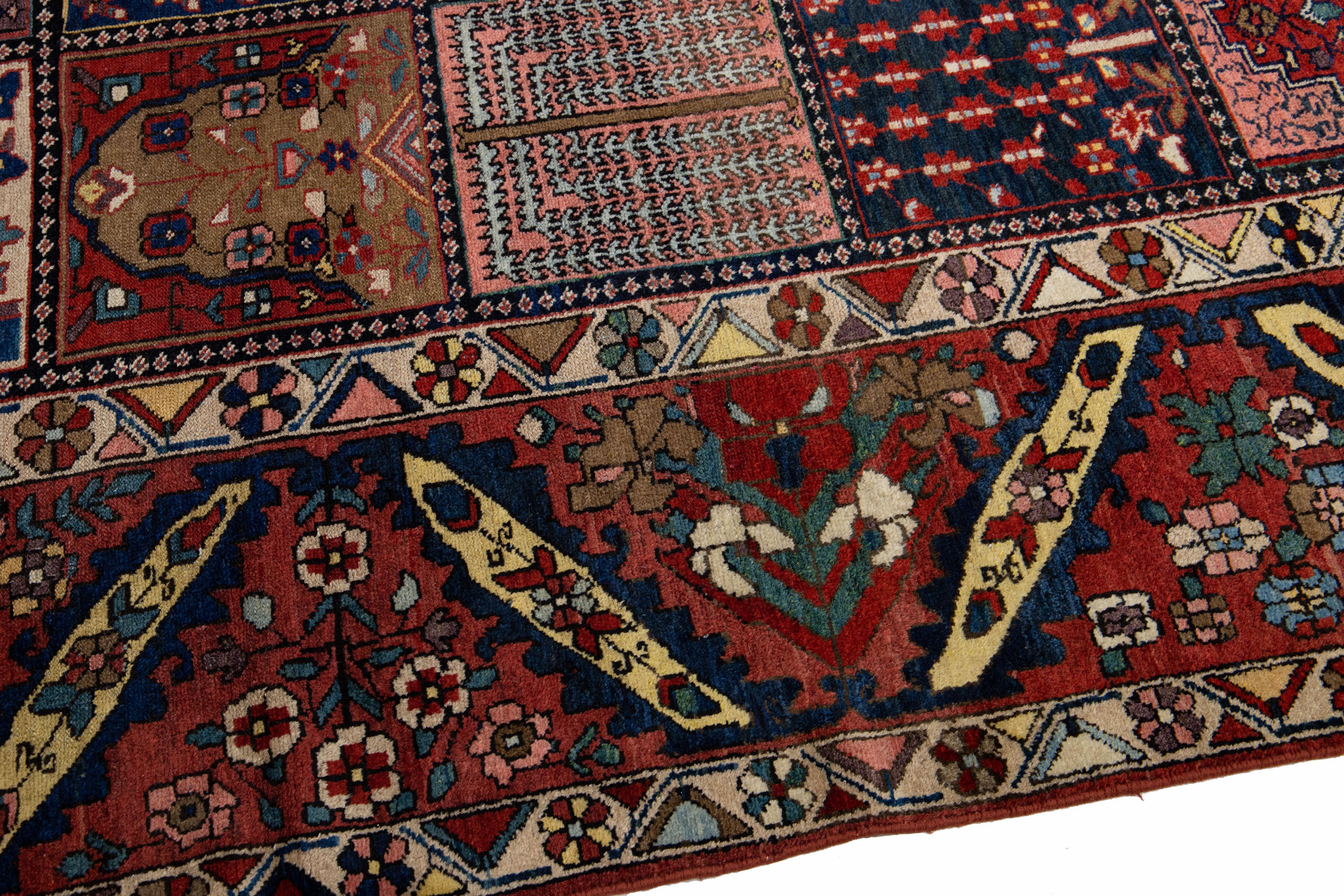 20th Century Allover Antique Bakhtiari Handmade Persian Wool Rug with Multicolor Field For Sale