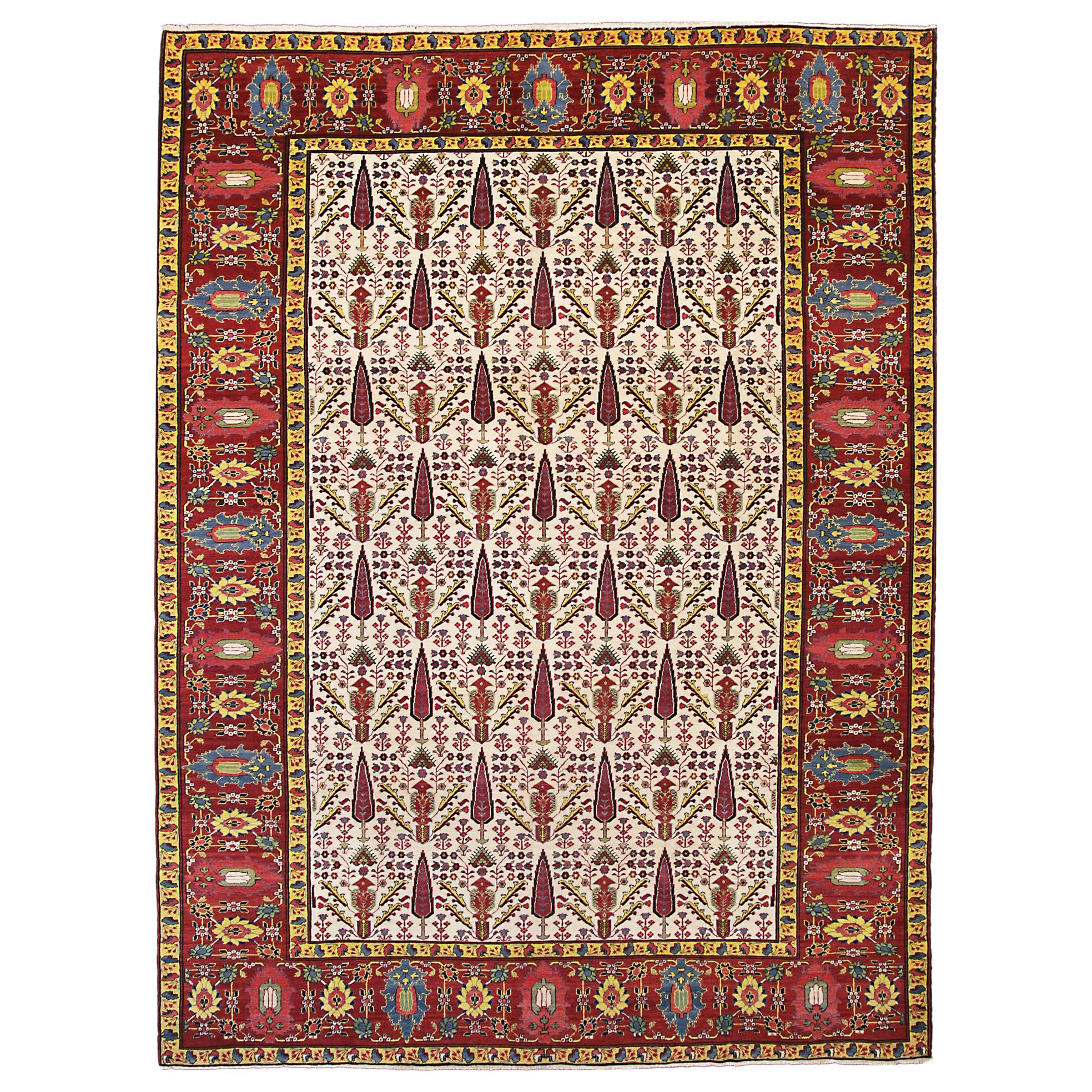 Allover Antique Caucasian Beige Wool Qarabag 'Karabakh' Carpet, 19th Century For Sale