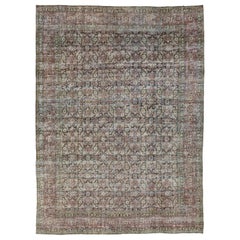 Allover Antique Persian Malayer Designed Wool Rug In Brown