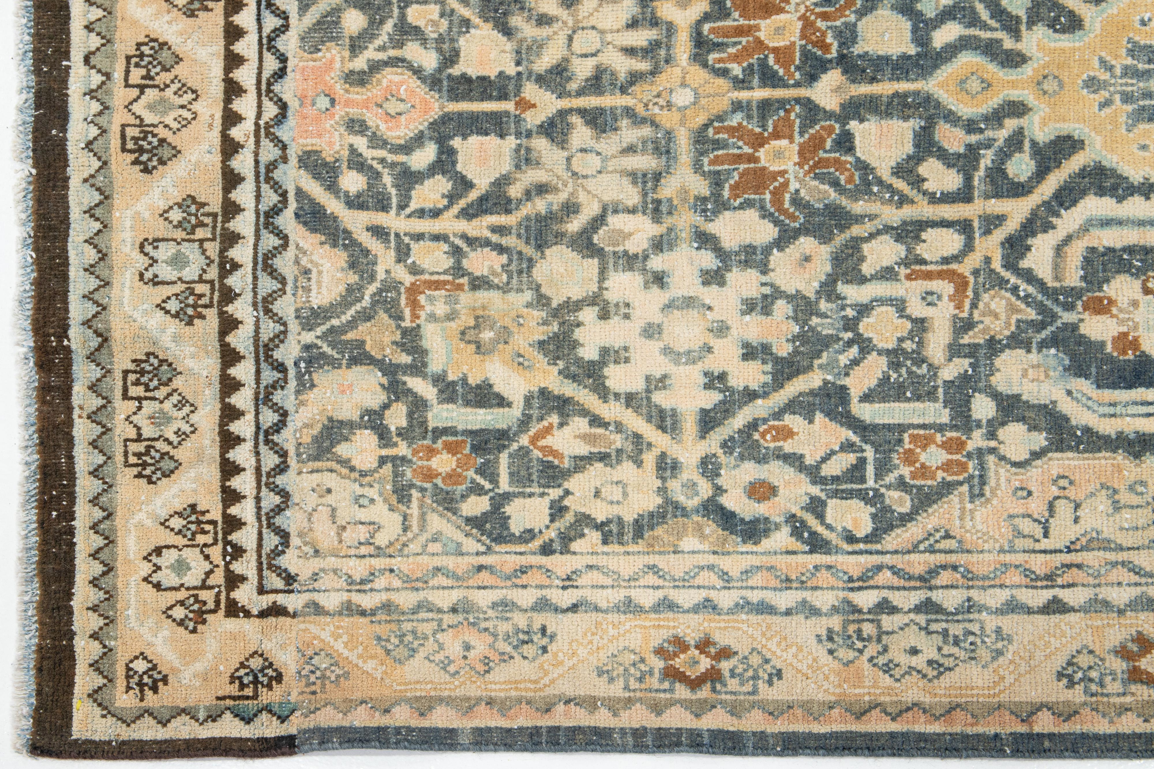 Tapis persan ancien en laine Malayer fait à la main en bleu en vente 1