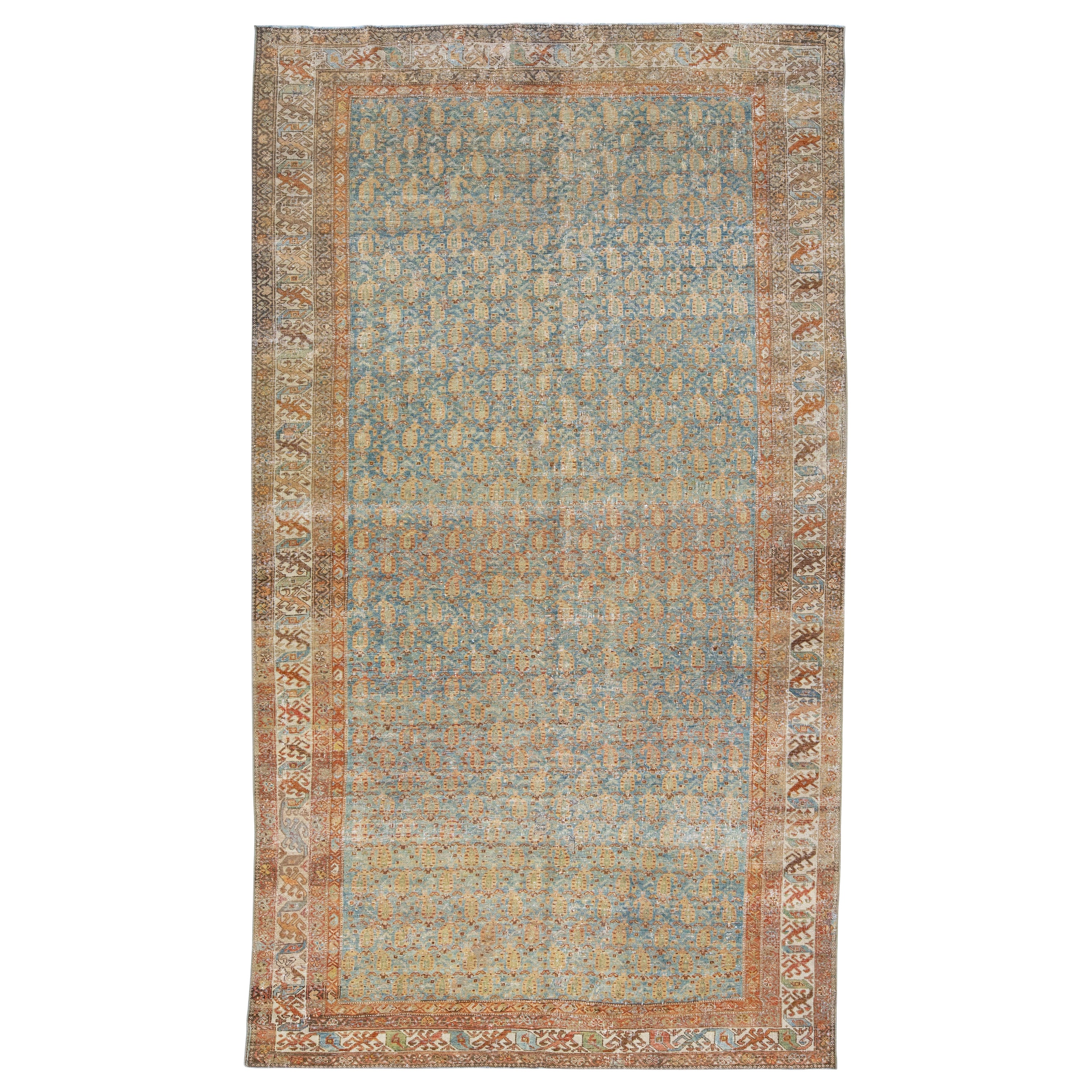 Tapis persan ancien Malayer en laine avec fond de couleur bue et rouille