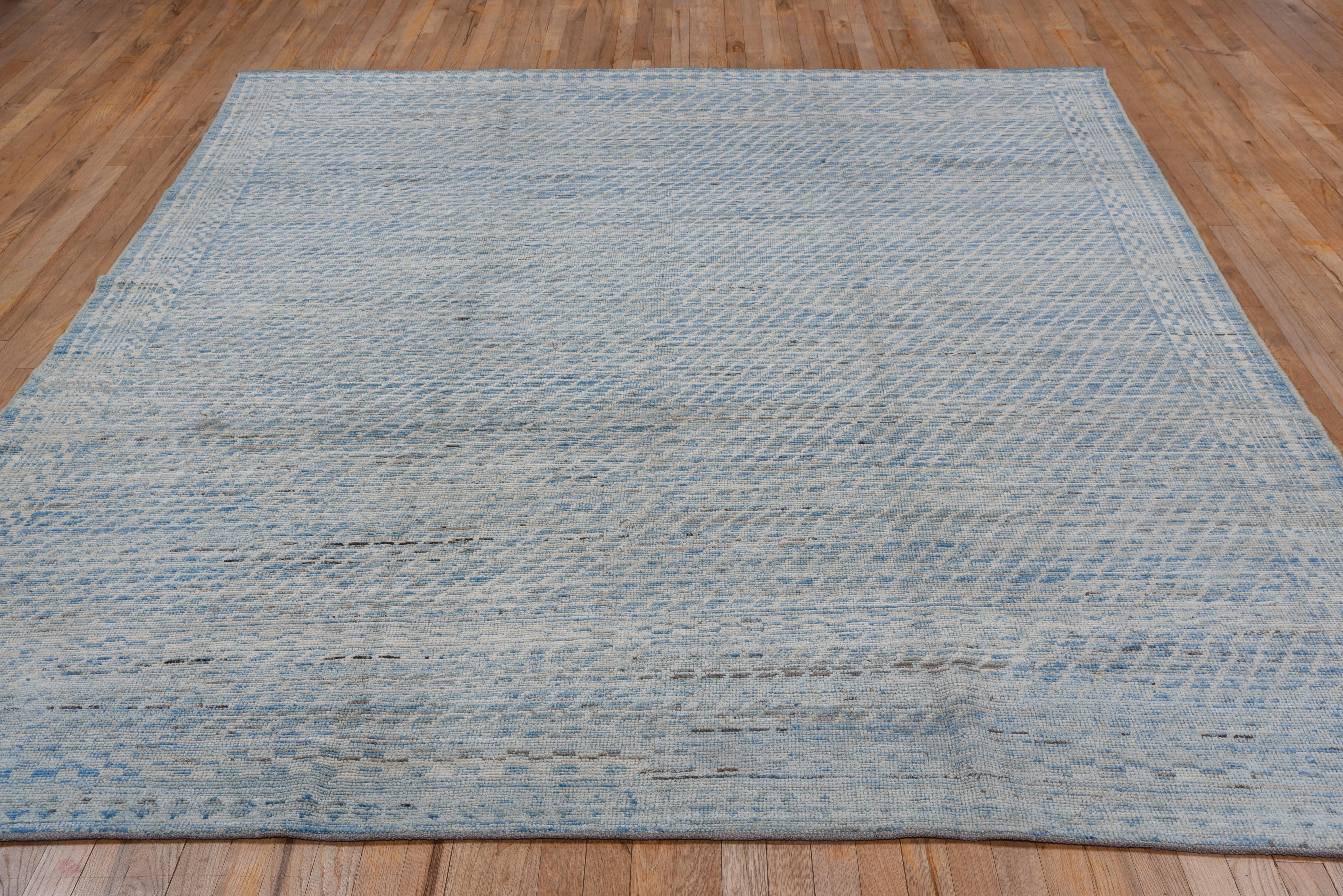 Wool Allover Baby Blue Moroccan with Ivory  For Sale