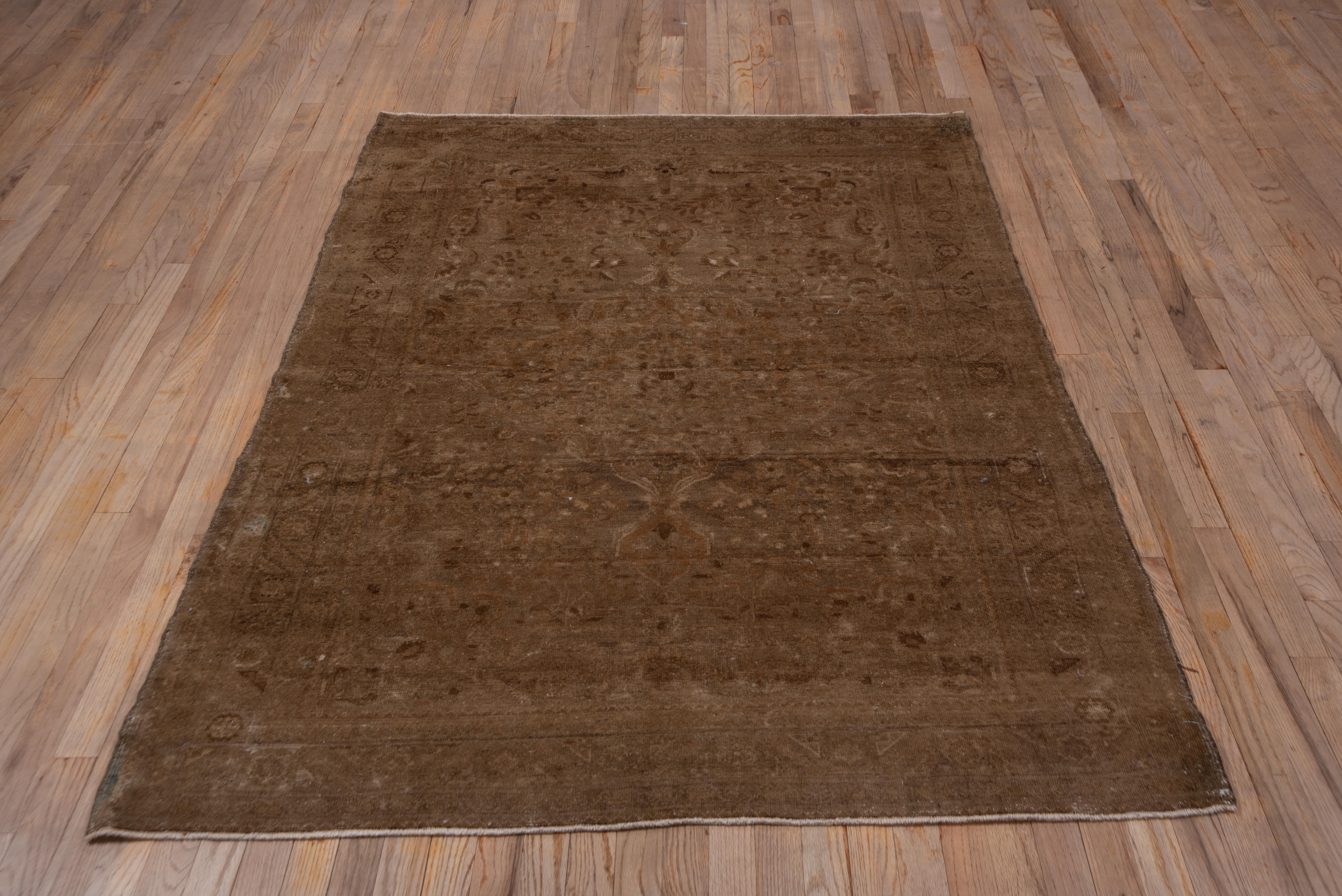 Allover Brown Rug with Central Medallion Floral Motifs For Sale 1