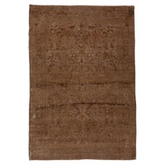 Allover Brown Rug with Central Medallion Floral Motifs
