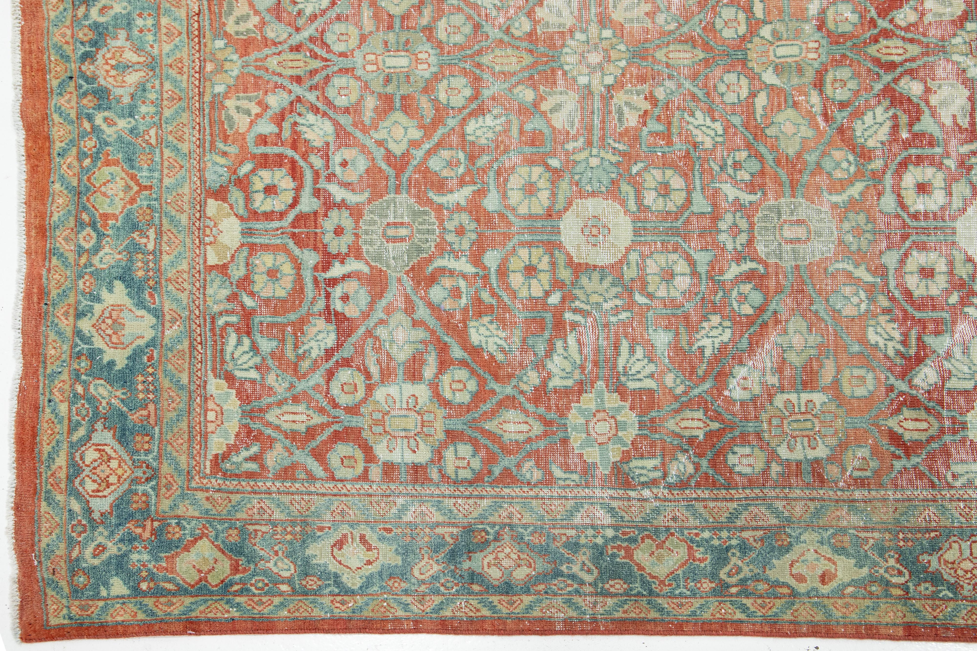 20th Century Allover Designed 1920s Antique Tabriz wool Rug In Red For Sale