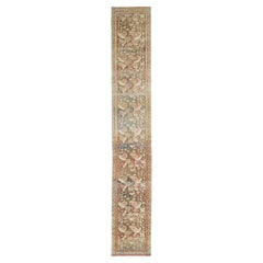 Allover Designed Antique Persian Heriz Wool Runner In Brown from the 1920s