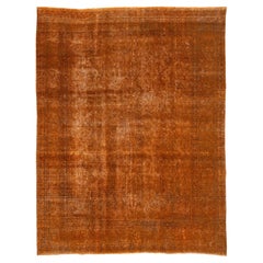 Tapis persan ancien en laine teintée orange Allover Designed