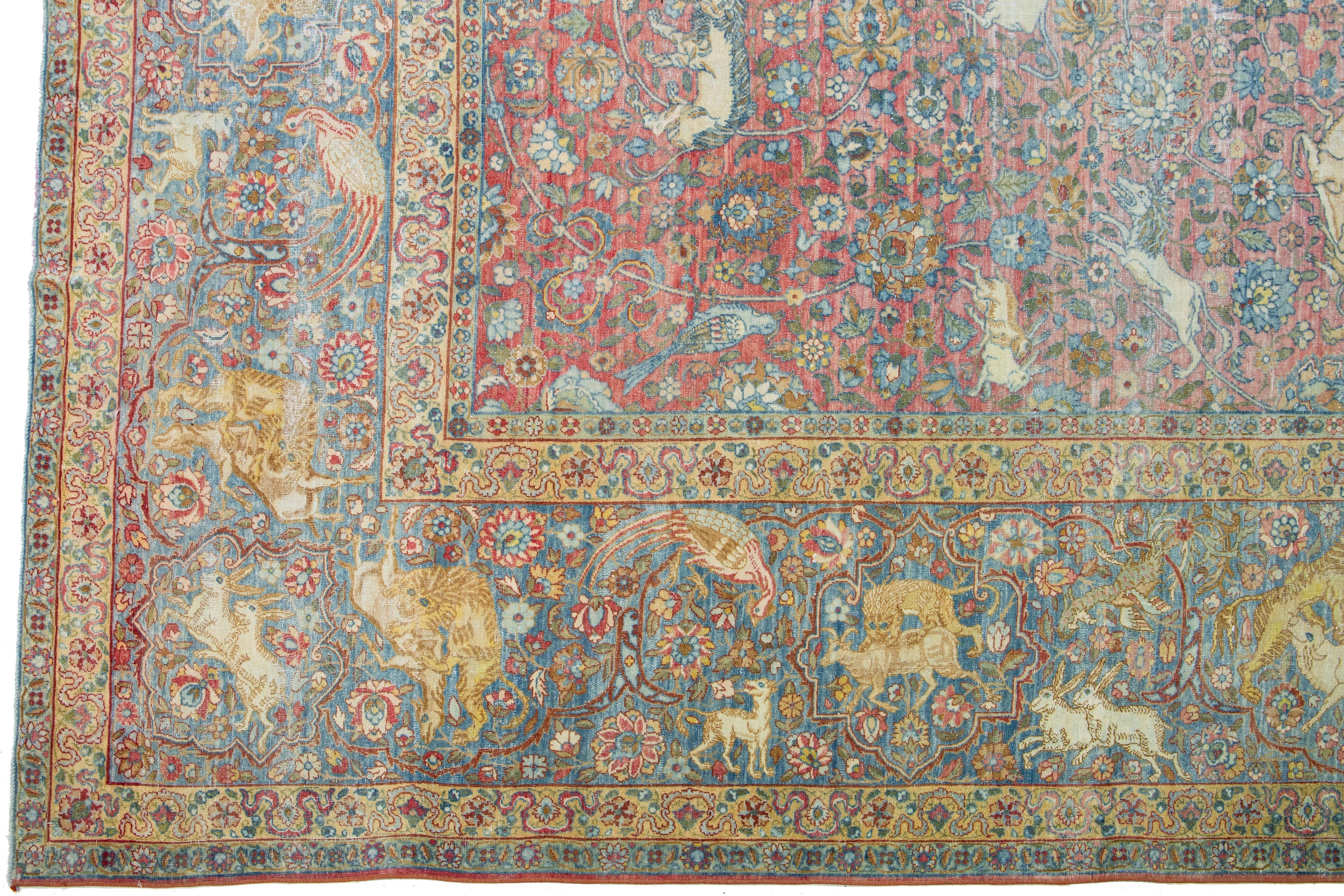 20th Century Allover Designed Antique Persian Tabriz Wool Rug Handmade IN Red-Rust Color  For Sale