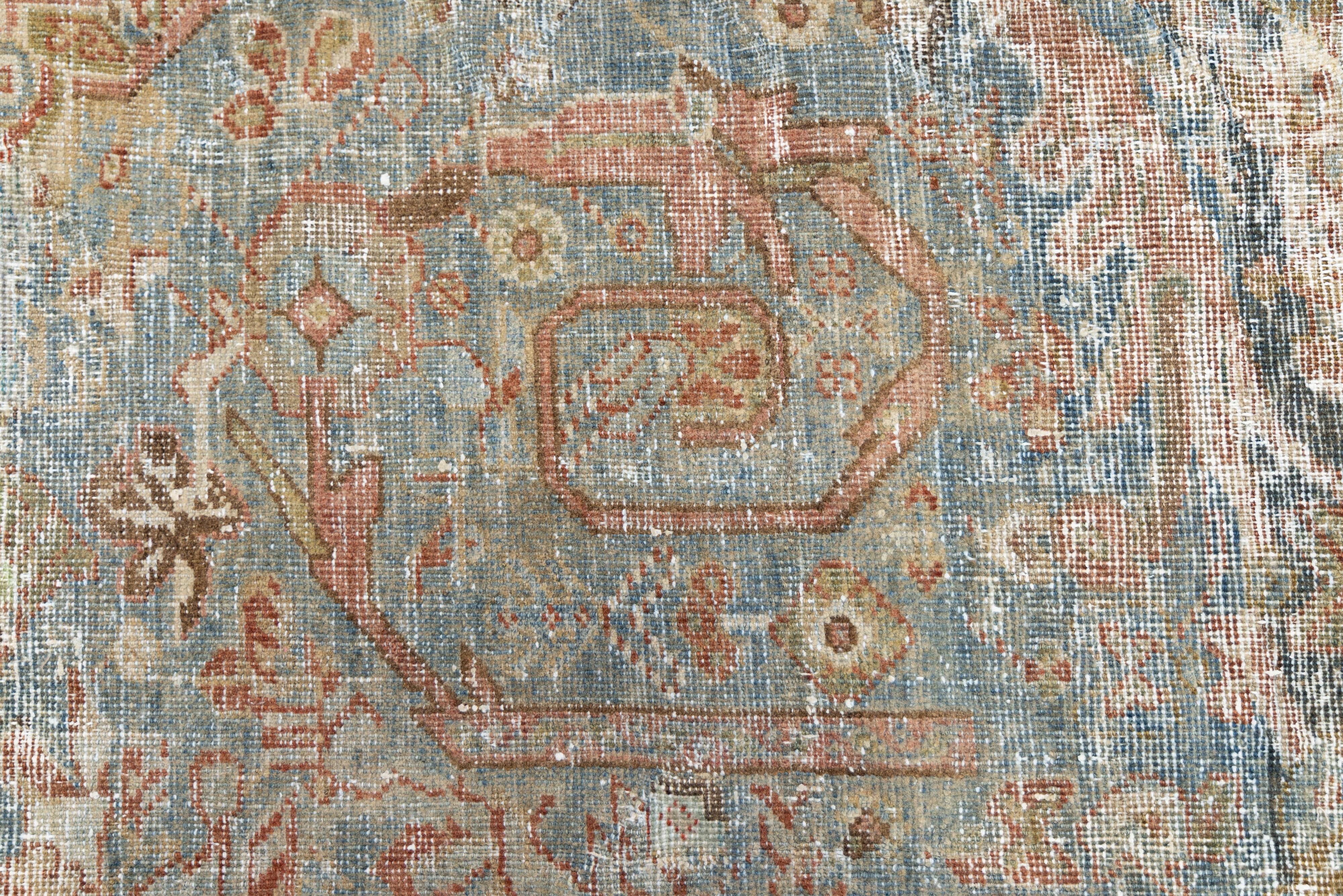 Allover entworfene handgefertigte Mahal Wollteppich in gedämpften Blau aus den 1900er Jahren im Angebot 3