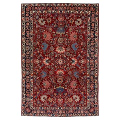 Allover Designed Handmade Mahal Wool Rug In Red