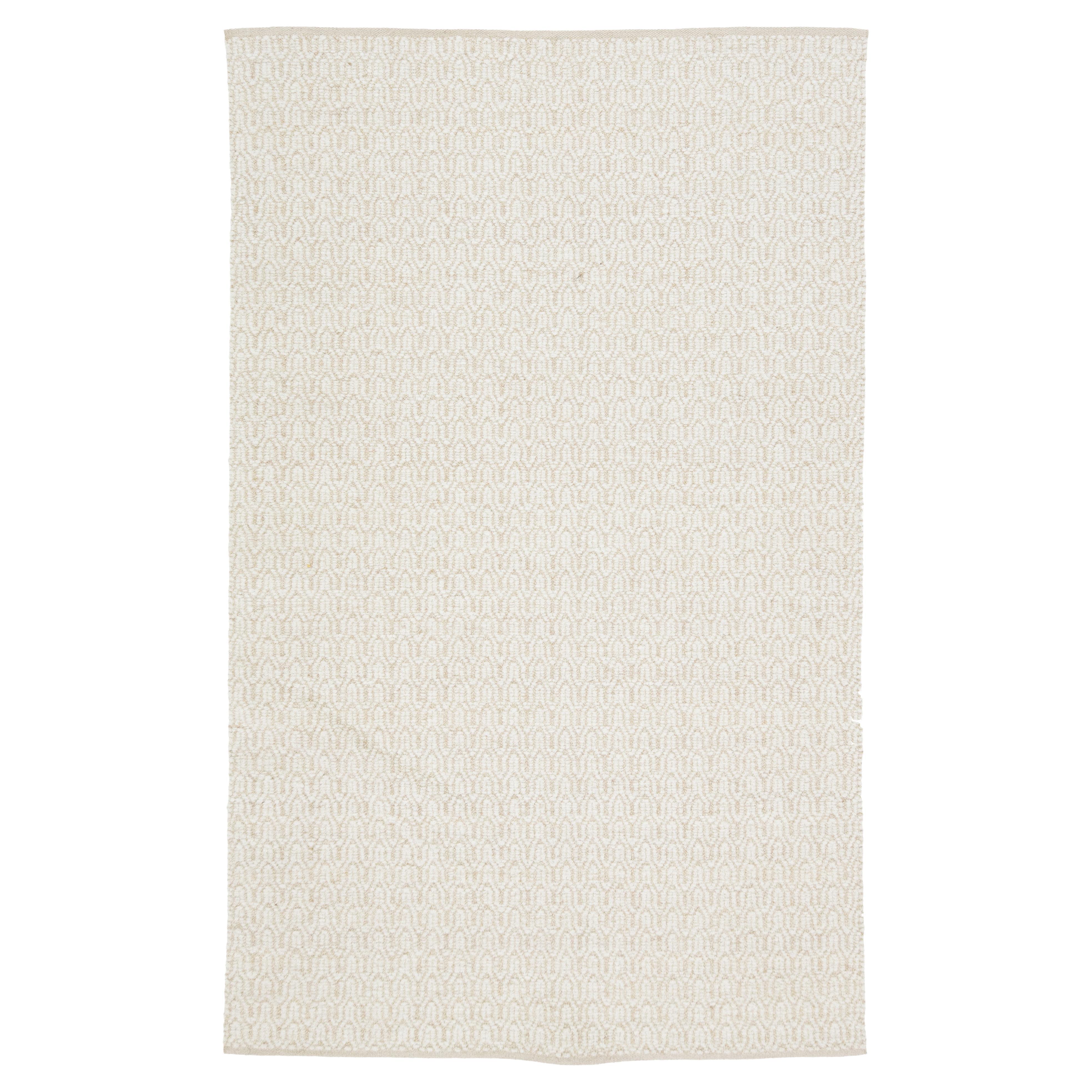 Tappeto Allover Designed in lana Texture in Beige di Apadana in vendita