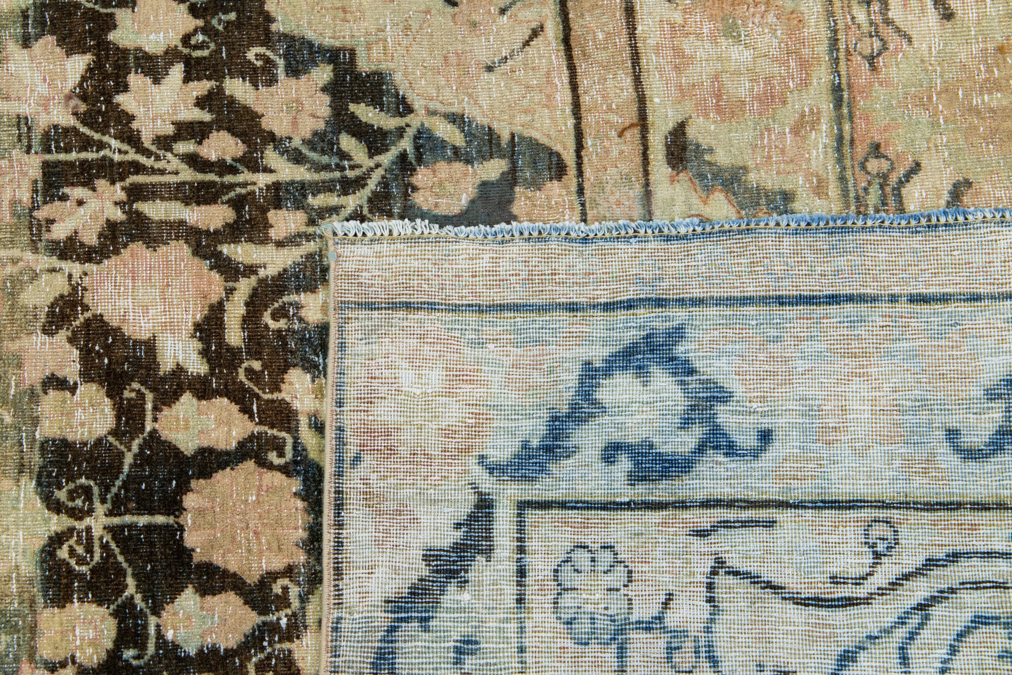 Laine Tapis en laine Allover Floral Design/One Antique Persan Kerman des années 1900  en vente
