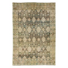Tapis en laine Allover Floral Design/One Antique Persan Kerman des années 1900