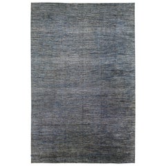 Allover Geometrisch Modern Handgefertigt  Wollteppich in grauen und blauen Farben