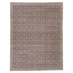 Tapis en laine géométrique moderne et géométrique de style Khotan fait à la main en gris