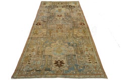 Allover handgefertigte antike persische Malayer Wollteppich aus den 1920er Jahren in blau