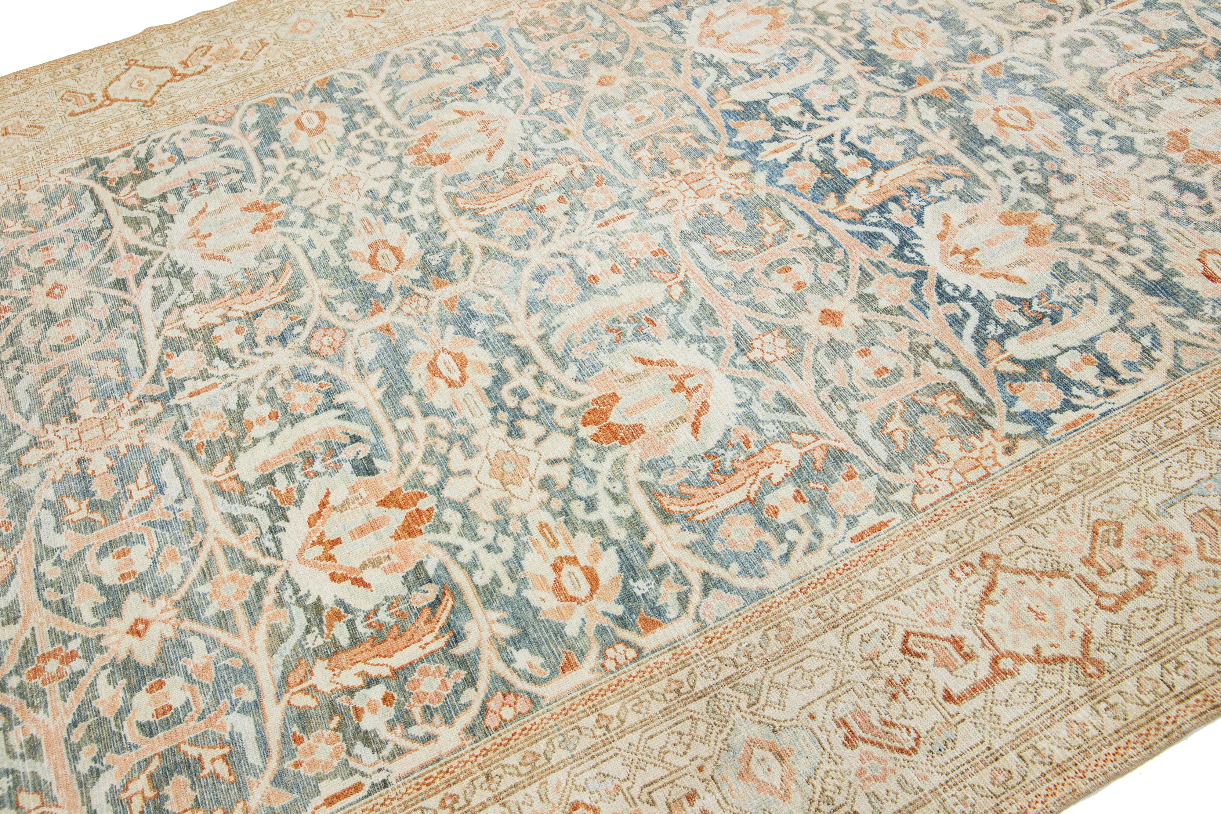 Perse Tapis persan ancien Malayer en laine bleu, fait à la main en vente