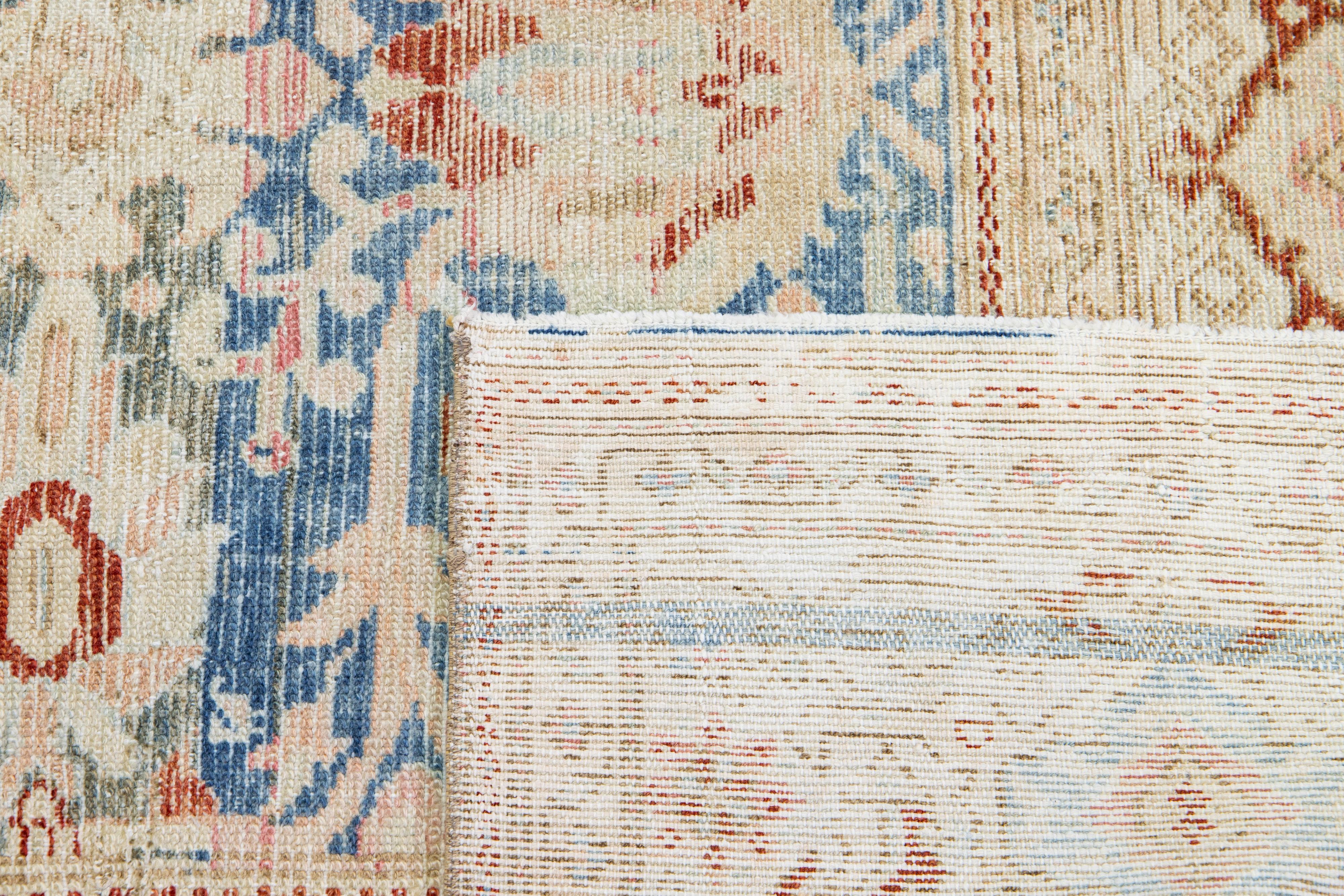 Allover Handgefertigter antiker persischer Malayer-Wollteppich in Blau im Angebot 1