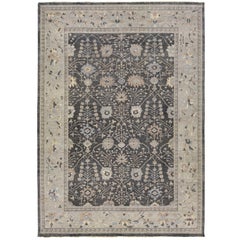 Allover Modern Mahal Indian Wool Rug In Charcoal Color by Apadana