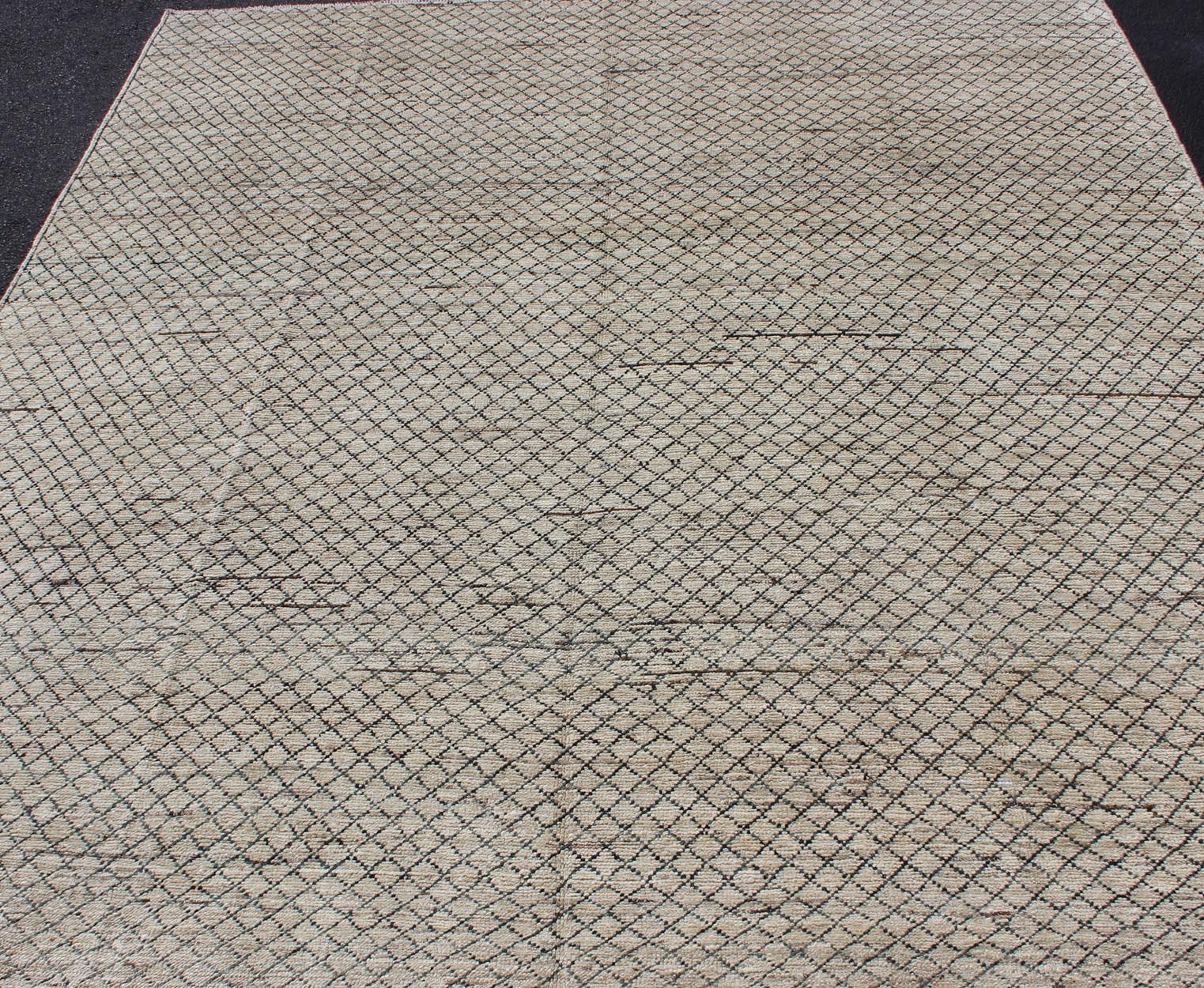 Afghan Keivan Woven Arts All-Over Modern Rug Subdued Design in Muted Tones  For Sale