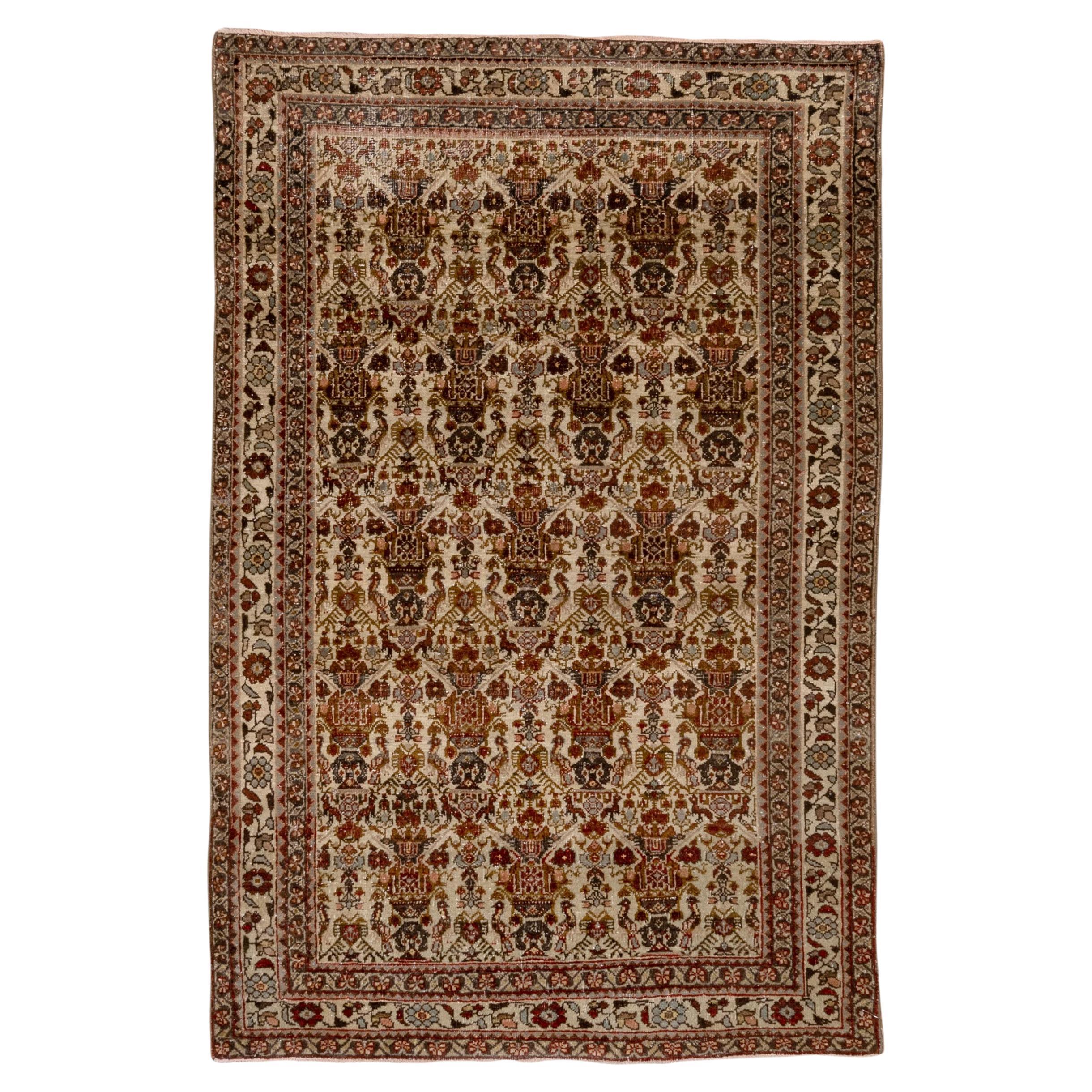 Allover Multi Medallion City Carpet in Sand and Rich Red and Baby Blue Details
