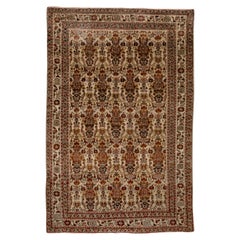 Vintage Allover Multi Medallion City Carpet in Sand and Rich Red and Baby Blue Details