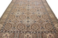 Allover Pattern Vintage Tabriz Handmade Peach Wool Rug