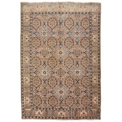 Tapis vintage Tabriz en laine pêche à motifs intégraux faits à la main