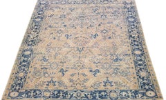 Allover Persian Antique Heriz Peach Wool Rug