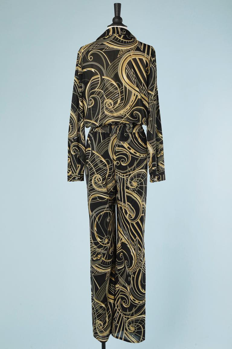 Allover printed jumpsuit with chain on the waist Versace Jeans  For Sale 1