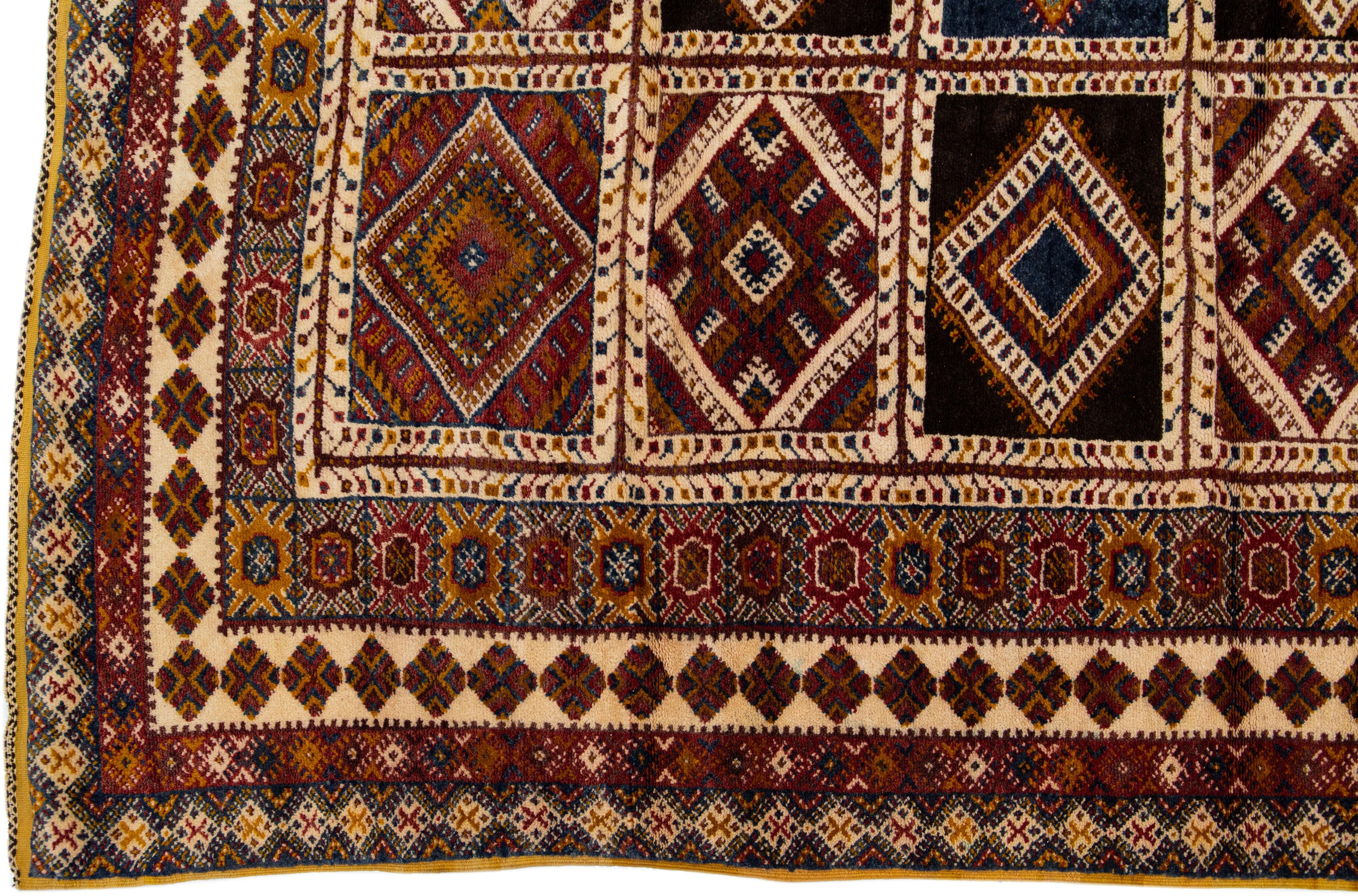 Bohemian Allover Tribal Handmade Vintage Moroccan Wool Rug With Earthy Tones For Sale
