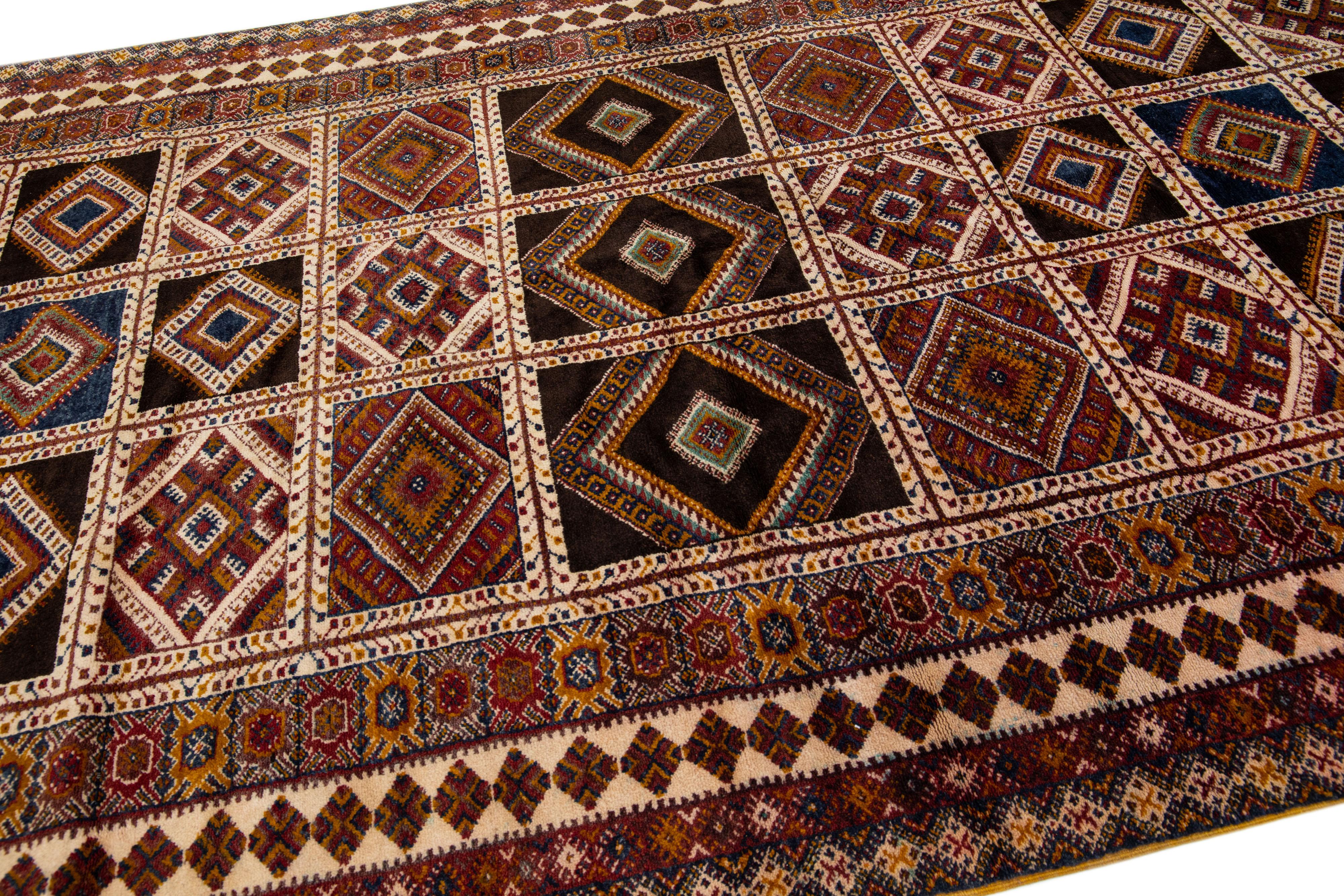 Hand-Knotted Allover Tribal Handmade Vintage Moroccan Wool Rug With Earthy Tones For Sale