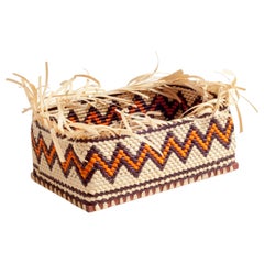 Allow Yourself Straw Braided Basket Rectangular