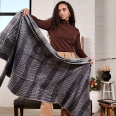 Alloy Navy Stripes Pattern Soft Merino Linen Handloom Throw