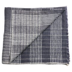 Alloy Navy - Lenzuolo a righe in morbido lino merino tessuto a mano