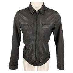 ALLSAINTS Size M Black Leather Zip Up Jacket