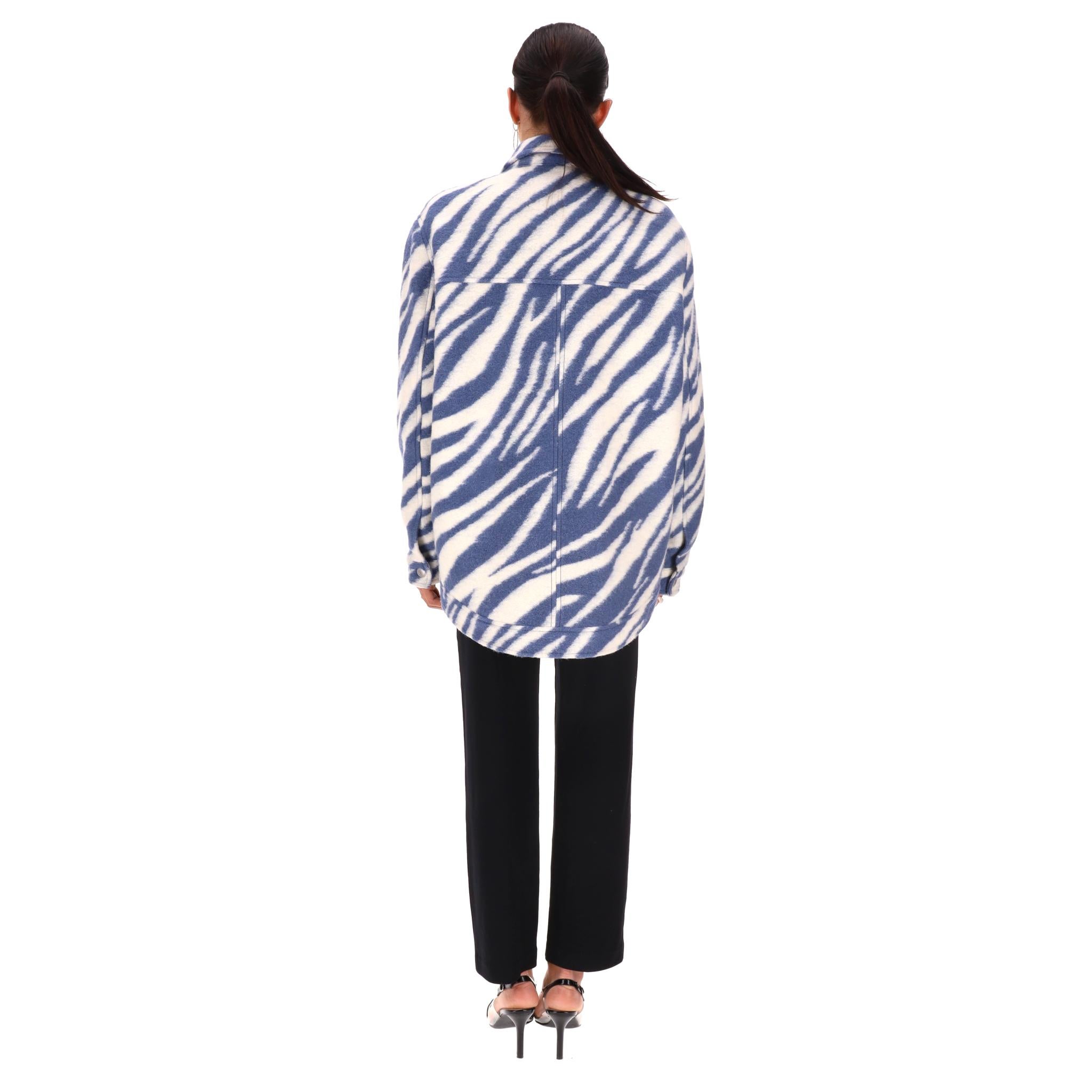 AllSaints Zebra Stripe Wool Shacket/Jacket In Excellent Condition For Sale In London, GB
