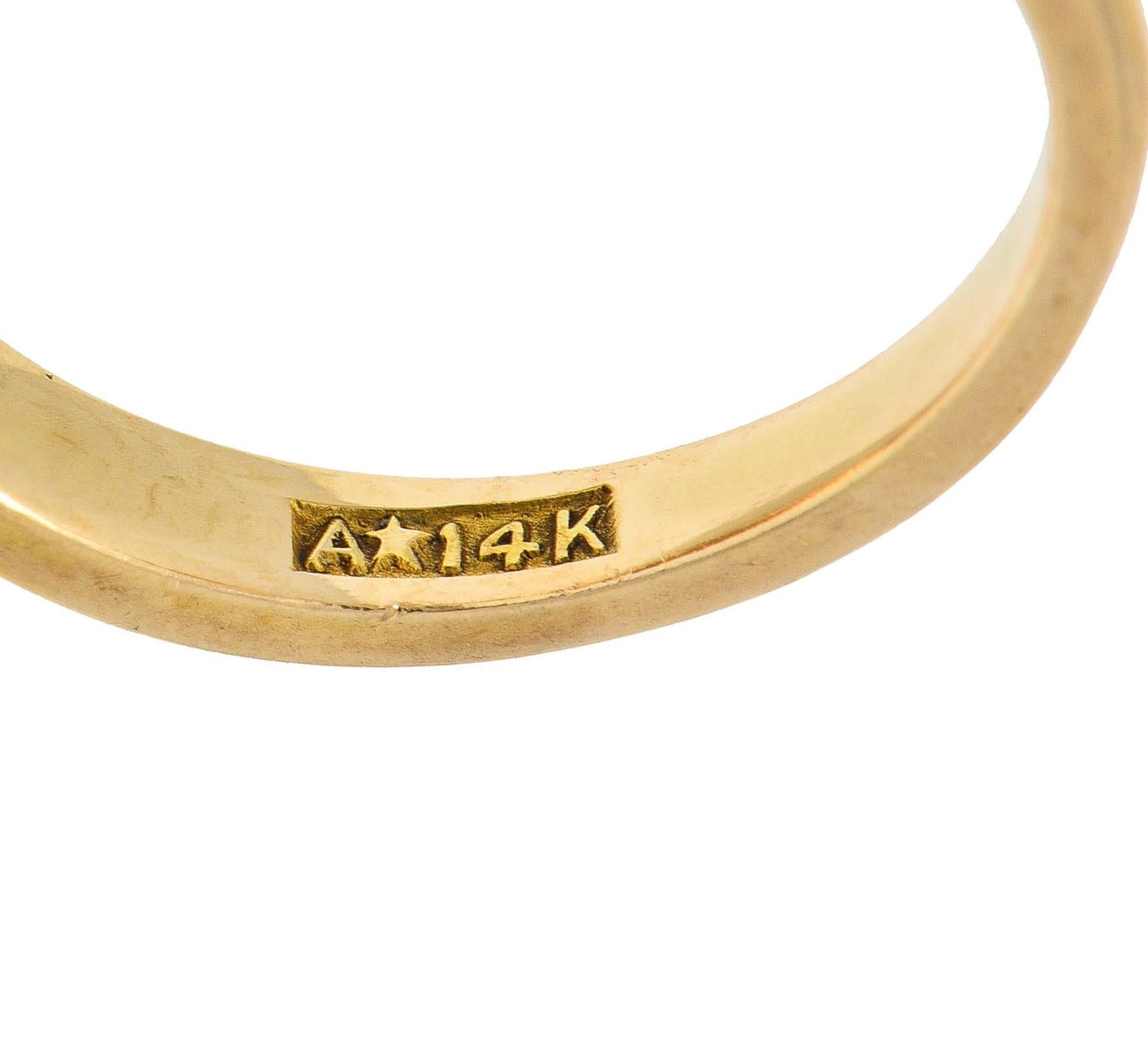 Allsopp Art Nouveau Baroque Pearl 14 Karat Yellow Gold Foliate Antique Vine Ring For Sale 4