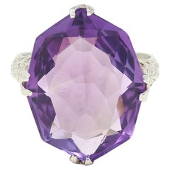 Allsopp Bros. Art Deco Amethyst 18 Karat White Gold Vintage Orange Blossom Ring