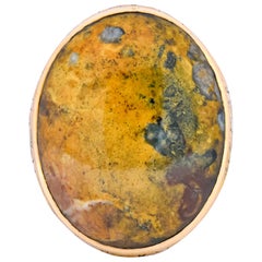 Allsopp Bros. Art Nouveau Jasper Cabochon 14 Karat Gold Ring