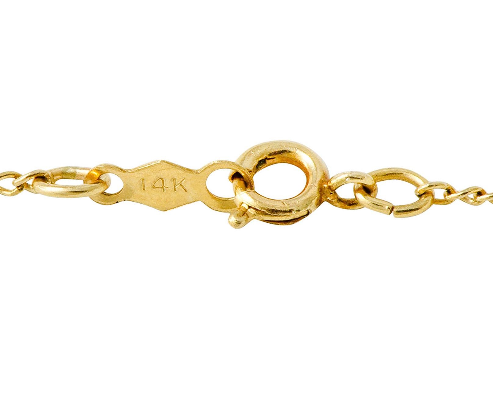 Allsopp & Son Art Nouveau Moonstone Diamond 14 Karat Gold Drop Swag Necklace 1