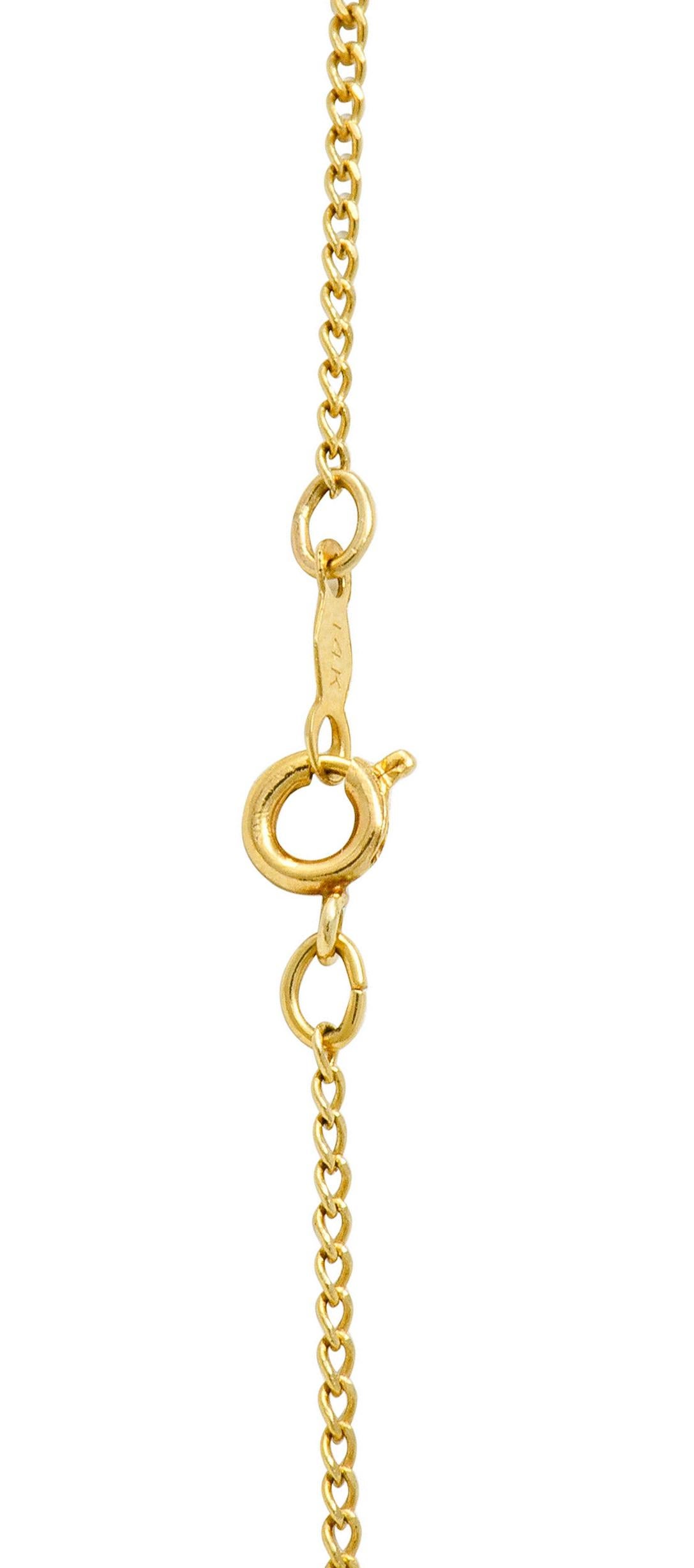 Allsopp & Son Art Nouveau Moonstone Diamond 14 Karat Gold Drop Swag Necklace 2