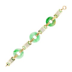 ALLSOPP-STELLER INC Bracelet à maillons Art déco en jade cercles d'émail