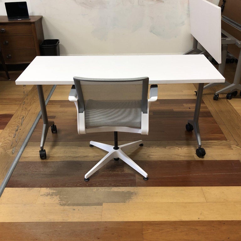 Allsteel White Folding Aware Table and Chair For Sale at 1stDibs