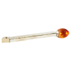 "Match" Allumette stick table lamp, Crystal flame mouth-blown, Sabrina silvered